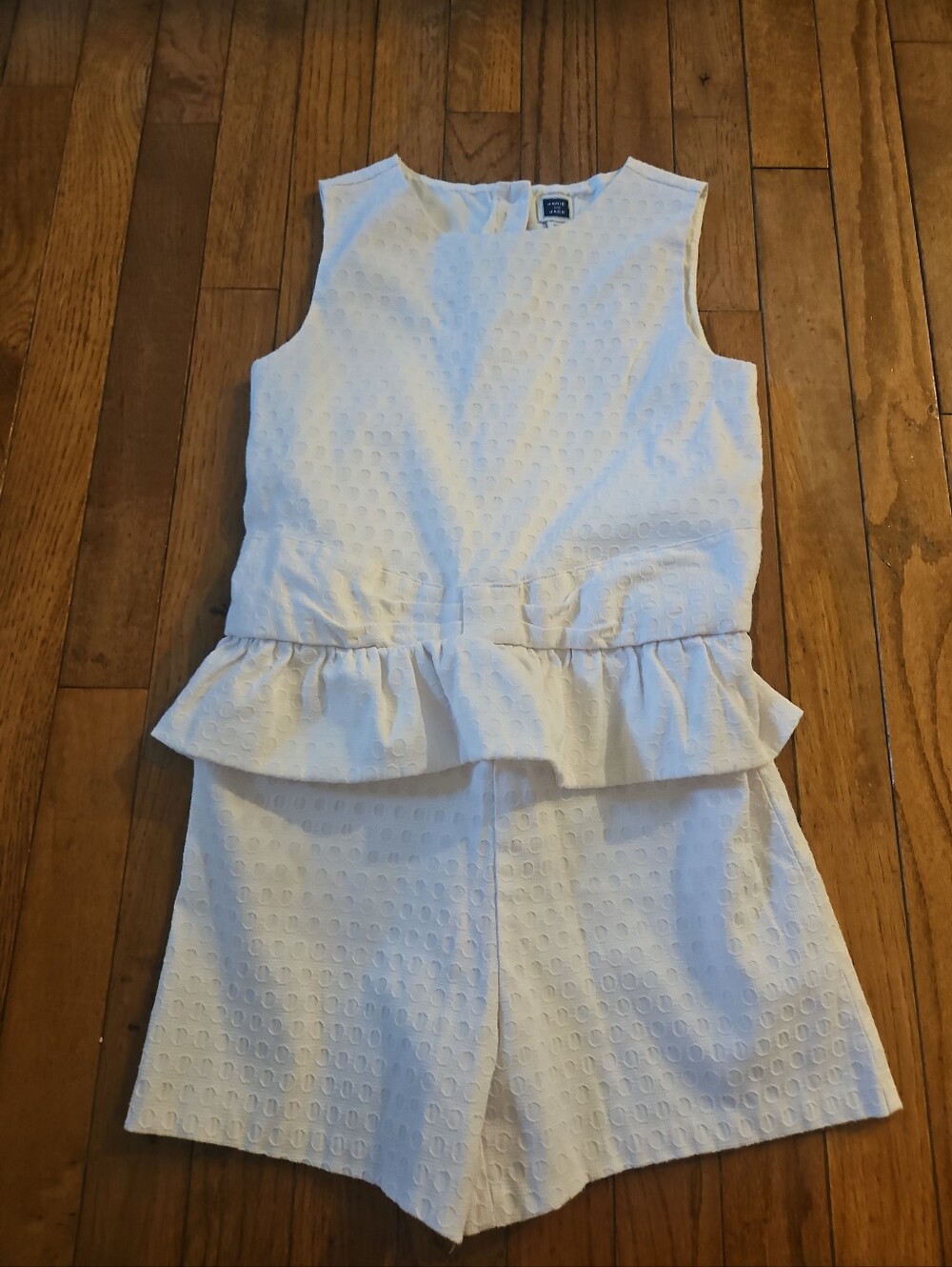 Janie and Jack  Dot Jacquard White Romper size 12 from Blue Belle line.
